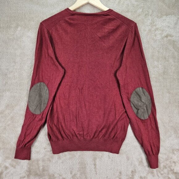 Massimo Dutti Cotton Silk Cashmere Sweater V-Neck Red Long Sleeve Knit Men's M - Picture 2 of 10